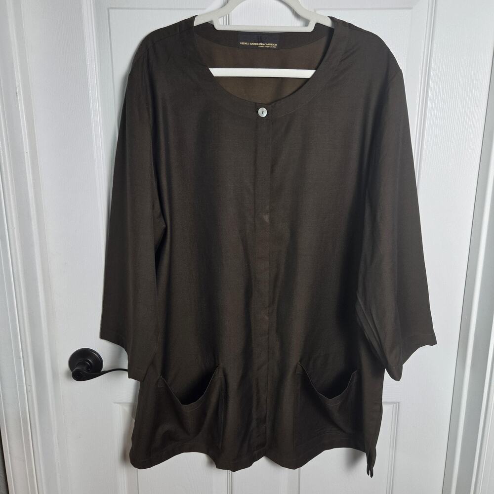 Vitale Barberis Canonico Shirt Jacket Womens OS Brown Button Up Tunic Pockets